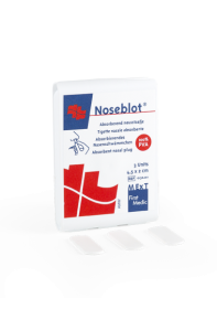 
            Noseblot, tigette absorbante en cas de saignements de nez
    